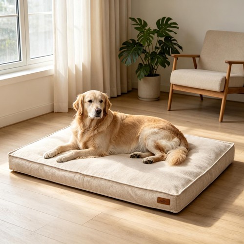 Large dog bed washable linen - large,